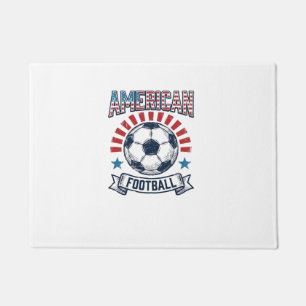 American Football Vintage Soccer Ball Shirt Design Doormat