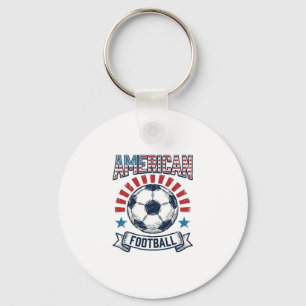 American Football Vintage Soccer Ball Shirt Design Keychain