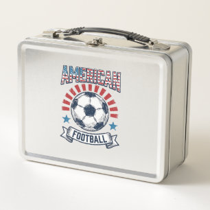 American Football Vintage Soccer Ball Shirt Design Metal Lunch Box