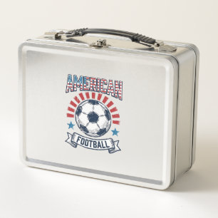 American Football Vintage Soccer Ball Shirt Design Metal Lunch Box