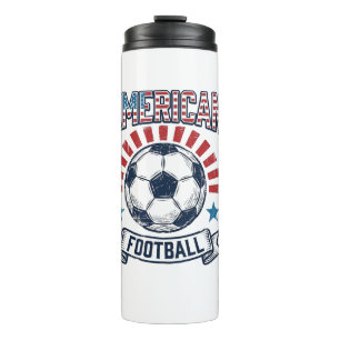 American Football Vintage Soccer Ball Shirt Design Thermal Tumbler