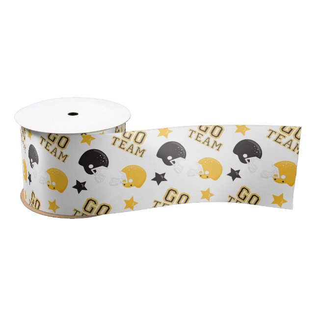 American Football Yellow and Black Patterns Satin Ribbon (Spool)