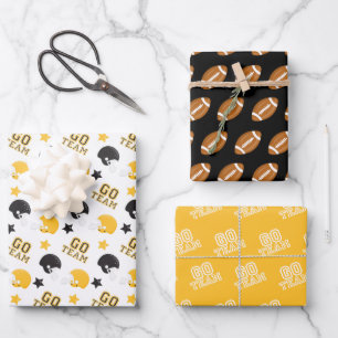 American Football Yellow and Black Patterns Wrapping Paper Sheet