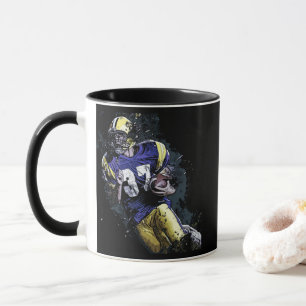 American footballer in cartoon style mug