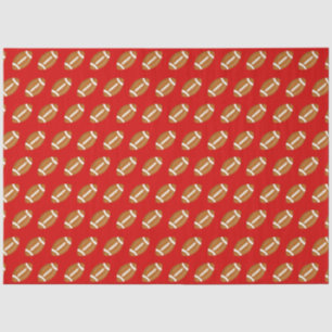 American Footballs on Red Tissue Paper