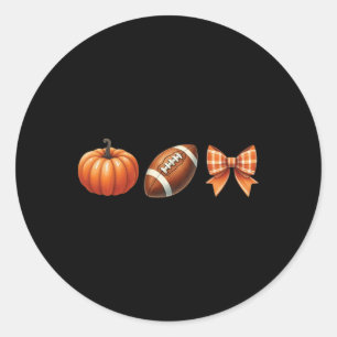 American Footbyll Coquette Bow Pumpkin Thanksgivin Classic Round Sticker