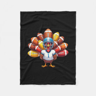 American Footll Player Turkey Thanksgiving Day Men Fleece Blanket