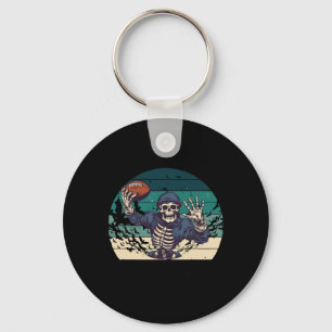 American Footll Retro Vintage Halloween Skeleton Keychain
