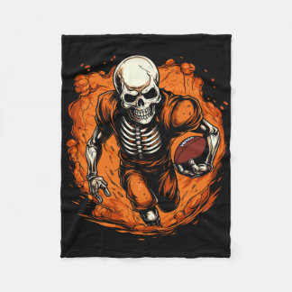American Footll Skeleton Footll Player Halloween S Fleece Blanket