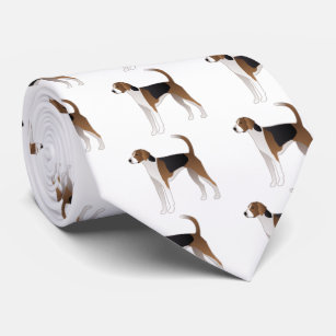 American Foxhound Basic Dog Breed Illustration Tie