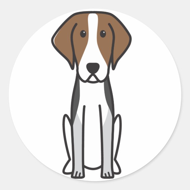 American Foxhound Dog Cartoon Classic Round Sticker (Front)