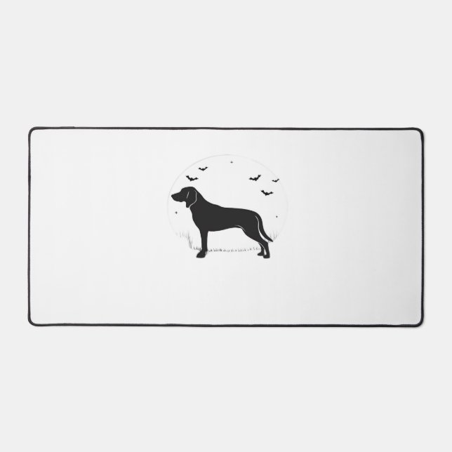 American Foxhound Dog – Halloween Moon Silhouette  Desk Mat (Front)