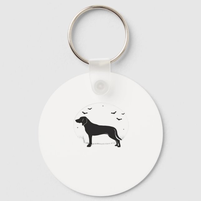 American Foxhound Dog � Halloween Moon Silhouette  Keychain (Front)