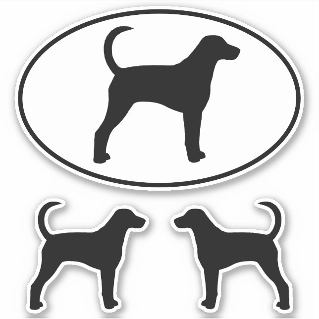 American Foxhound Dog Silhouette Vinyl Stickers (Front)