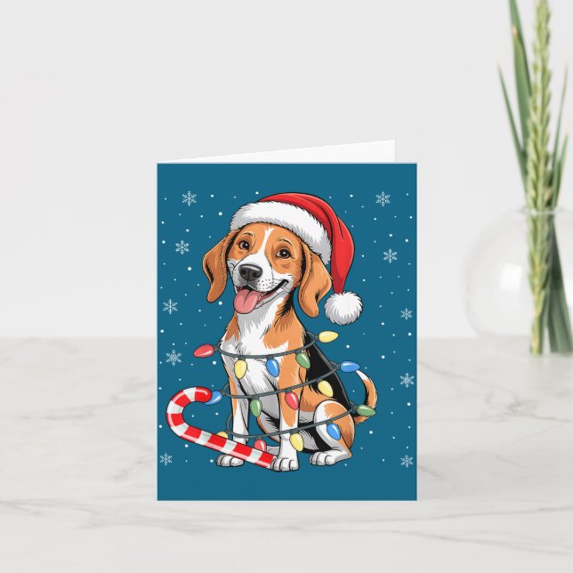 American Foxhound Dog Ugly Christmas Candy Cane Tr Card (Front)