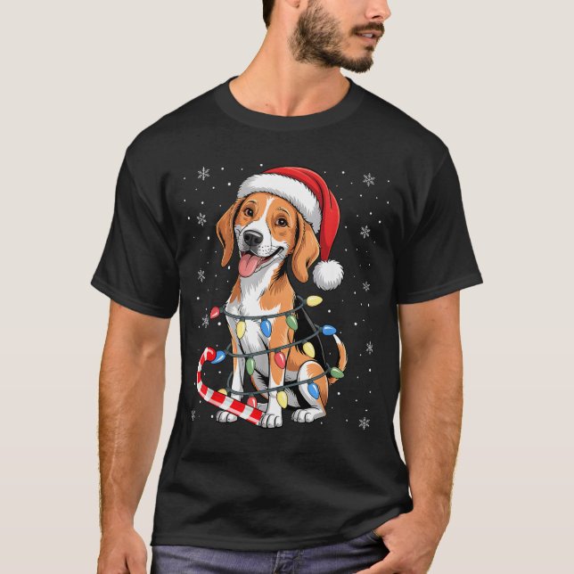 American Foxhound Dog Ugly Christmas Candy Cane Tr T-Shirt (Front)