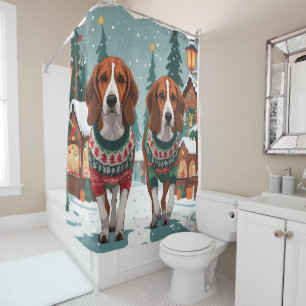 American Foxhound Dogs Christmas Snow Holiday