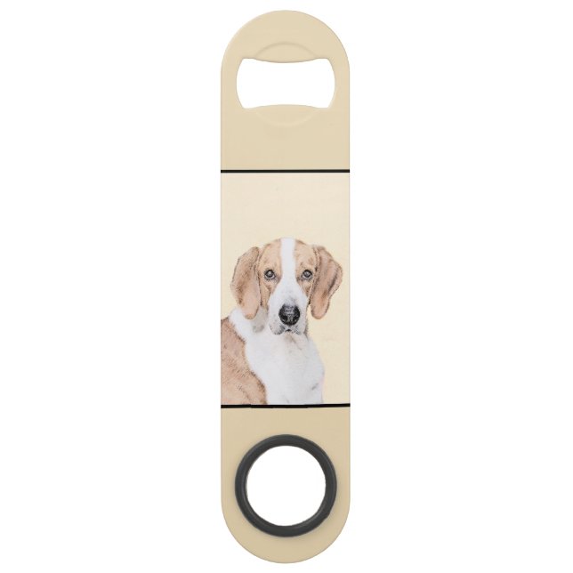 American Foxhound Painting - Cute Original Dog Art Bar Key (Front)