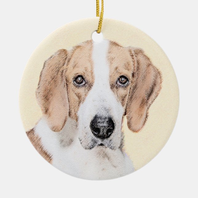 American Foxhound Painting - Cute Original Dog Art Ceramic Ornament (Front)