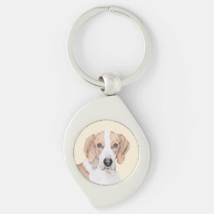 American Foxhound Painting - Cute Original Dog Art Keychain