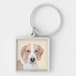 American Foxhound Painting - Cute Original Dog Art Keychain