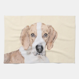 American Foxhound Painting - Cute Original Dog Art Kitchen Towel