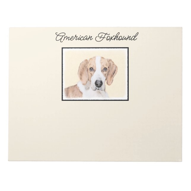 American Foxhound Painting - Cute Original Dog Art Notepad (Front)