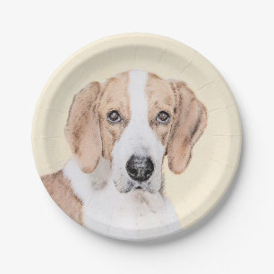 American Foxhound Painting - Cute Original Dog Art Paper Plate