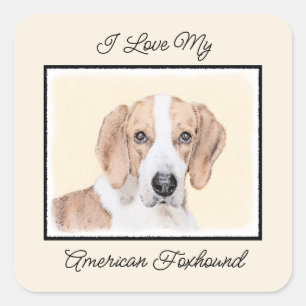 American Foxhound Painting - Cute Original Dog Art Square Sticker
