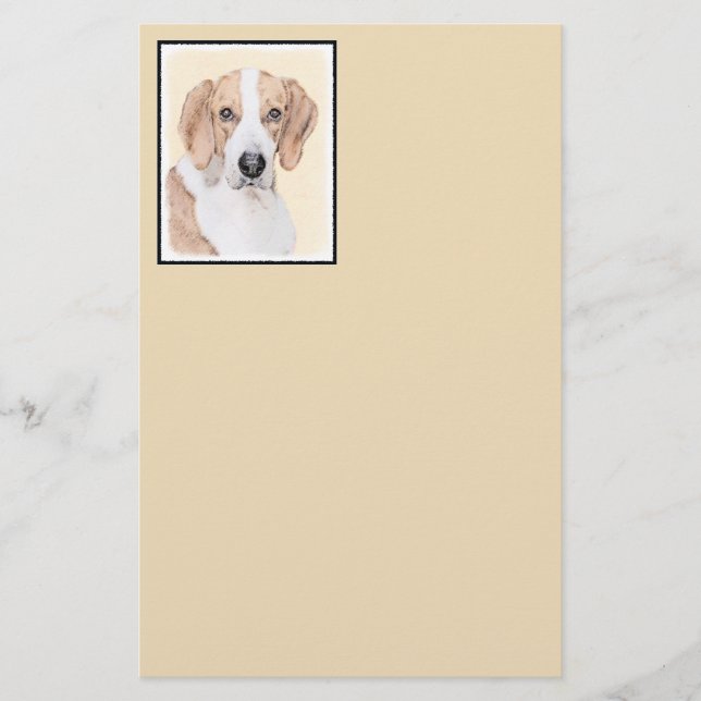 American Foxhound Painting - Cute Original Dog Art Stationery (Front)