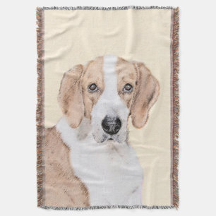 American Foxhound Painting - Cute Original Dog Art Throw Blanket