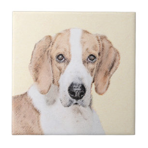 American Foxhound Painting - Cute Original Dog Art Tile