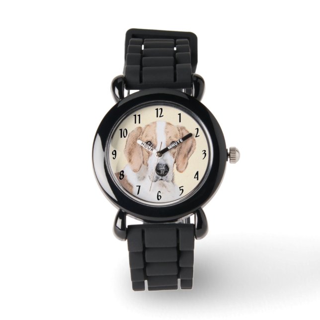 American Foxhound Painting - Cute Original Dog Art Watch (Front)
