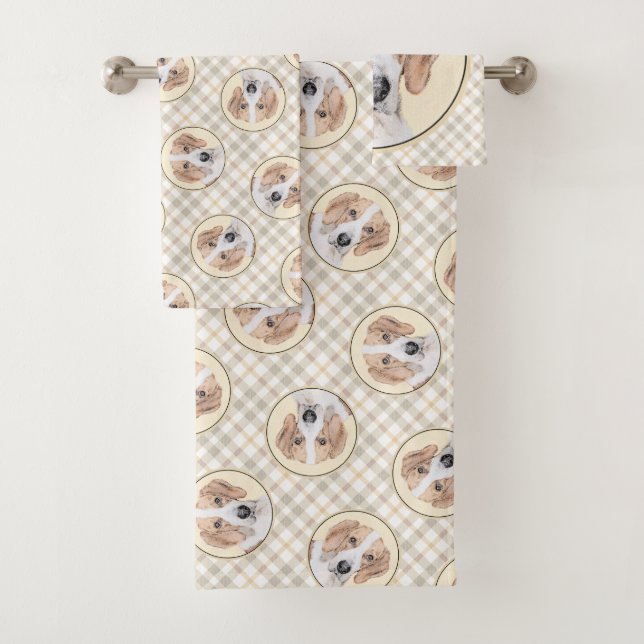 American Foxhound Red Walker Cute Painting Dog Art Bath Towel Set (Insitu)