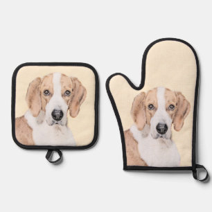 American Foxhound Red Walker Cute Painting Dog Art Oven Mitt & Pot Holder Set