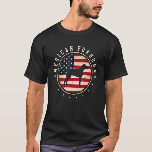 American Foxhound Usa Flag 4th July Dog Mom Dad T-Shirt (Front)