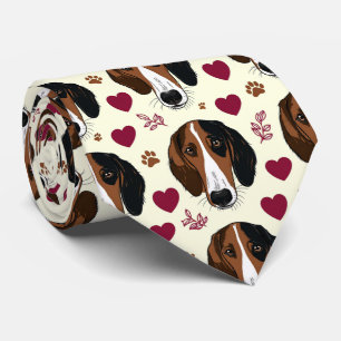 American Foxhound Valentine Hearts Pattern Dog Tie
