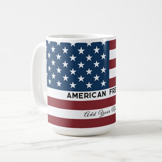 American Freedom Personalized Name Coffee Mug (Front Left)
