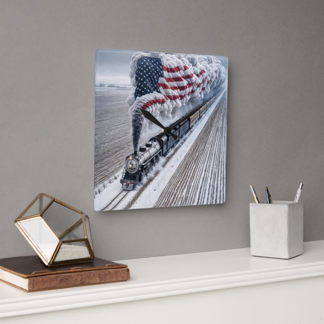 American Freedom Train Square Wall Clock (Office)