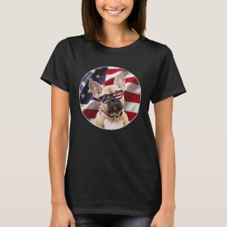 American Frenchie Dog  USA Flag T-Shirt