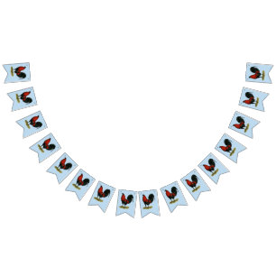 American Game BB Black Red Rooster Bunting Flags