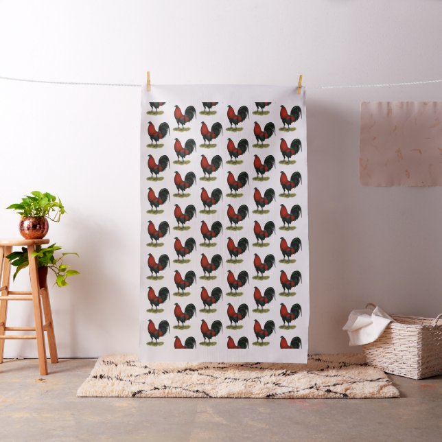 American Game BB Black Red Rooster Fabric (In Situ)