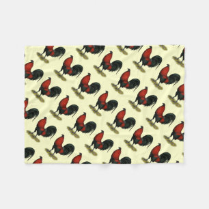 American Game BB Black Red Rooster Fleece Blanket