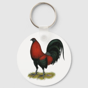 American Game BB Black Red Rooster Keychain