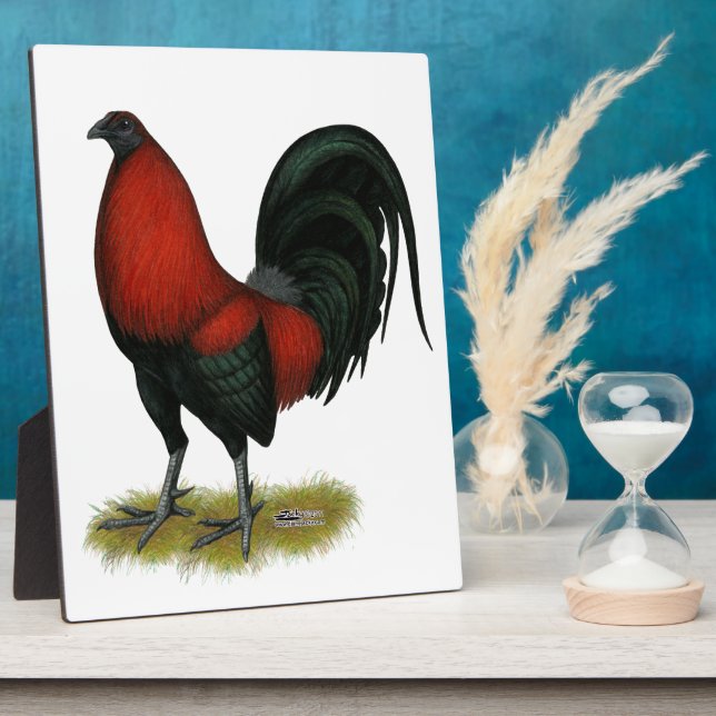 American Game BB Black Red Rooster Plaque (Side)