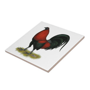 American Game BB Black Red Rooster Tile