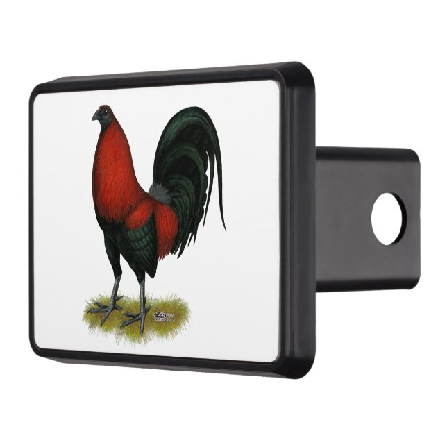 American Game BB Black Red Rooster Trailer Hitch Cover (Left)