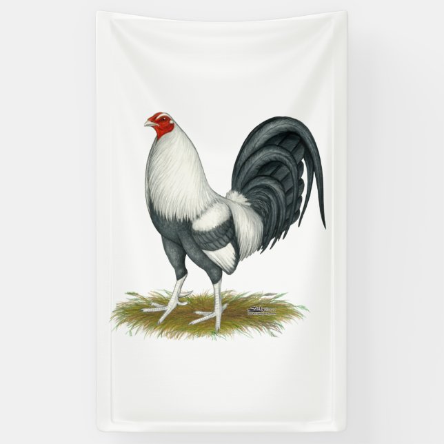 American Game Silver Blue Gamecock Banner (Vertical)
