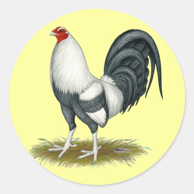 American Game Silver Blue Gamecock Classic Round Sticker (Front)