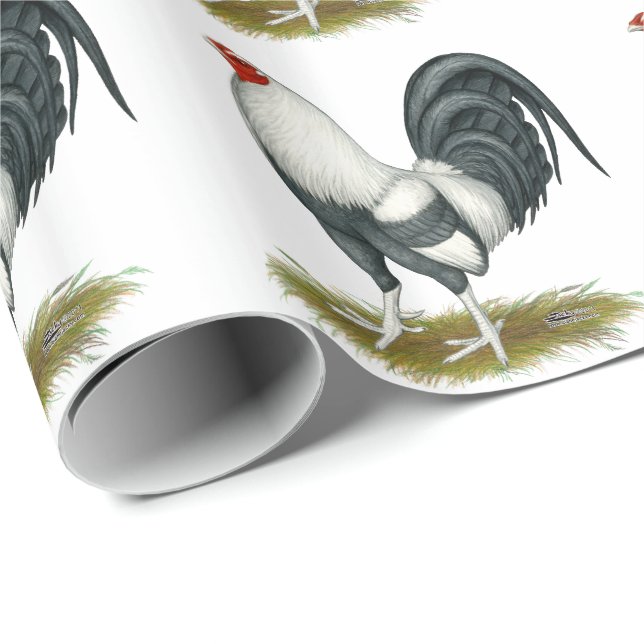 American Game Silver Blue Gamecock Wrapping Paper (Roll Corner)
